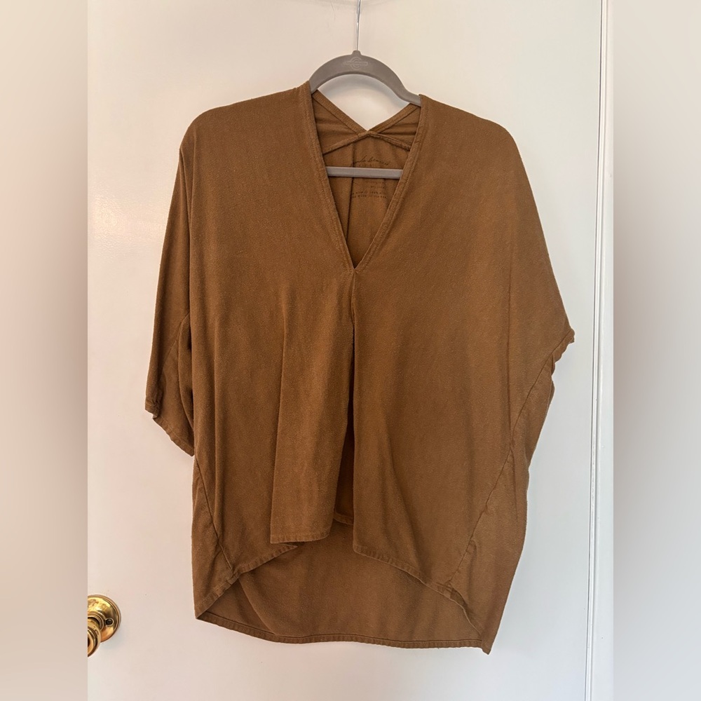 Miranda Bennet Studio 100 percent raw silk khaki green women’s top